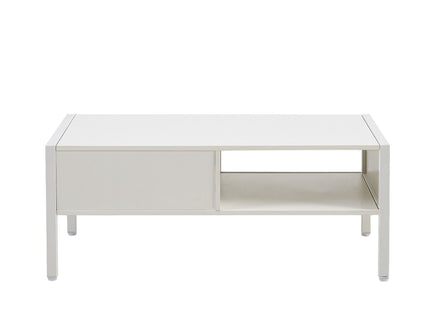 40.16" Rattan Coffee Table, Sliding Door For Storage, Metal Legs, Modern Table For Living Room