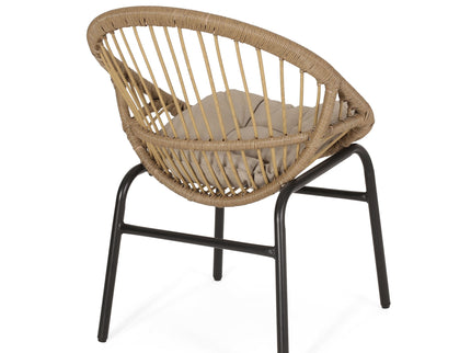 Outdoor Accent Chair With Curved Back And Basket Frame, (Set of 2) - Light Brown / Beige