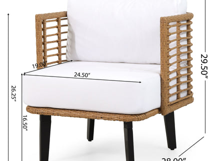 Outdoor Wicker Club Chair With Water Resistant Cushion - Brown