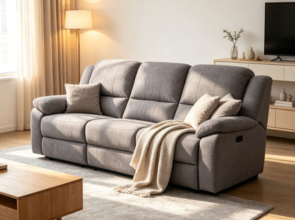 Modern 3 Seat Manual Reclining Sofa With Deep Recline