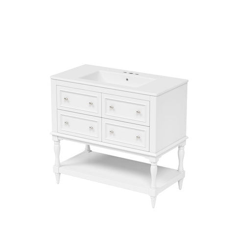 Bathroom Vanity Cabinet With Undermount Sink, 4 Drawer Set