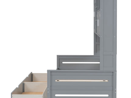 Daybed With All-In-One Cabinet And Shelf