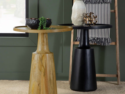 Pedestal Accent Table With Eco Friendly Base And Round Lipped Top - Brown