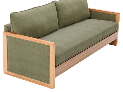 Modern 3 Seater Sofa With Wood Armrests
