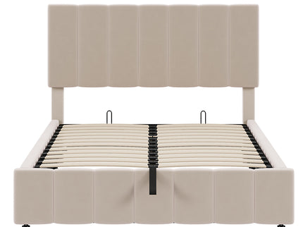 Elegant Upholstered Platform Bed With Hydraulic Storage System