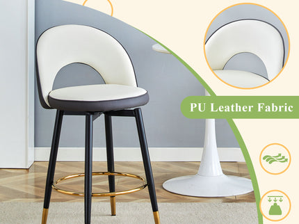 Upholstered Rotatable Bar Chair With Metal Legs For Dining Room