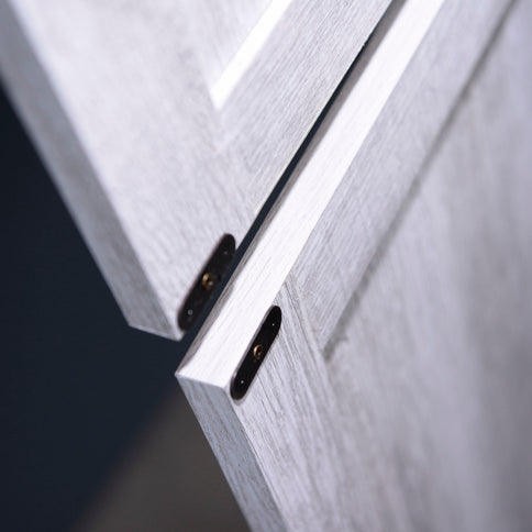 Modern Sideboard Buffet With 4 Mirrored Doors, Adjustable Shelves