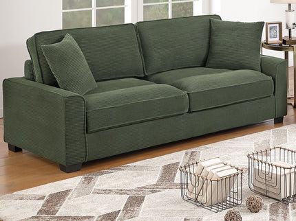 Sofa & Loveseat 2 Piece Set With Accent Pillows - Forest Green