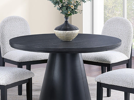 5 Piece Round Dining Set With With Chairs - Black / White