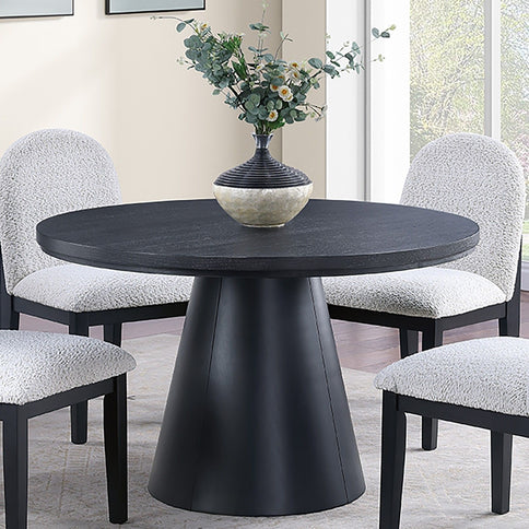 Round Dining Table With Cone Shaped Base - Black