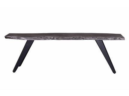 Modern Acacia Wood Dining Bench, Live Edge Design Accent Bench With Iron Legs - Black / Gray