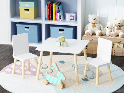 Kids Table And 2 Chairs Set, 3 Piece Toddler Activity Play - White