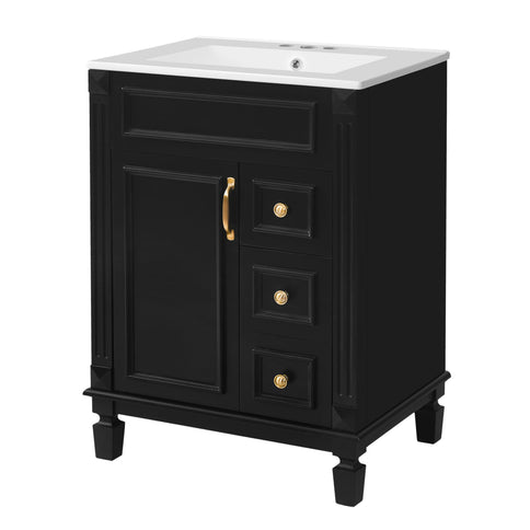 Bathroom Vanity With Sink, Compact Cabinet & 2 Drawers And Adjustable Shelf