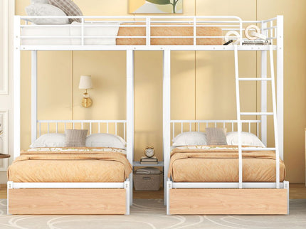 Triple Bunk Bed With Drawers And Guardrails