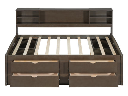 Daybed With 2 Bedside Cabinets, Upper Shelves And 4 Drawers