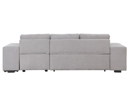 Modern L-Shape 3 Seat Reversible Sectional Couch, Pull Out Sleeper Sofa With Storage Chaise And 2 Stools For Living Room Furniture Set