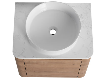 Wall Mounted Bathroom Vanity With Art Sink, 1 Storage Shelf, 2 Soft Close Doors