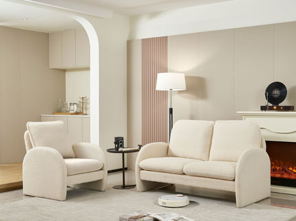 Loveseat Sofa Small Couch For Living Room, Sherpa Fabric Upholstered Loveseat Sofa Couch, Small Loveseat Sofa For Apartment, Bedroom