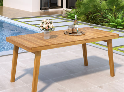 Outdoor Dining Table With Slatted Top, Ideal For Patio