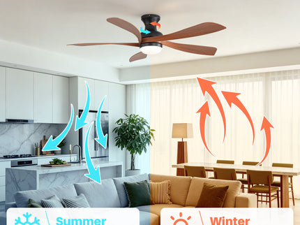 52" Ceiling Fan With 3 Color Dimmable LED Light, DC Reversible Motor, 6 Speed Settings