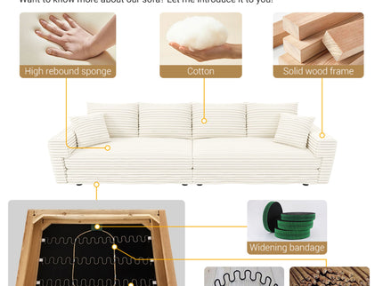 4 Seat Sofa, Modern Comfy Upholstered Sofa Cloud Couch, Deep Seat Couches With Soft Pillows