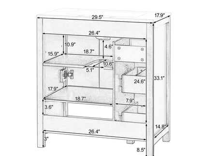 Bathroom Vanity With Sink Top, Bathroom Vanity Cabinet With 2 Doors And 2 Drawers, Open Shelf