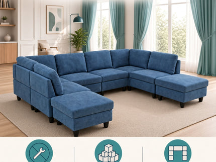 8 Piece Modular U - Shape Sectional Sofa
