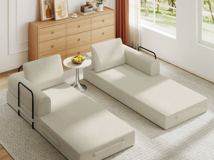 Convertible Sleeper Sofa Bed With Cylindrical Pillow, Fixed Shape Frame