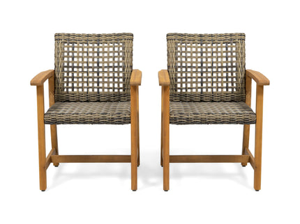 Outdoor Dining Chair Acacia Wood Frame (Set of 2)