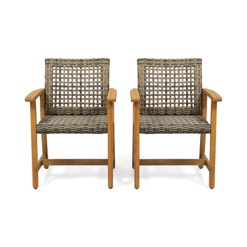 Outdoor Dining Chair Acacia Wood Frame (Set of 2)
