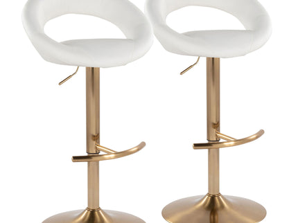Posh - Contemporary / Glam Adjustable Barstool With Swivel With Rounded T Footrest (Set of 2)