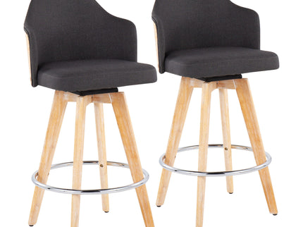 Ahoy - Contemporary Fixed Height Counter Stool & Round Footrest (Set of 2)