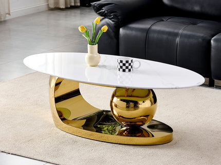 Oval Coffee Table With Geometric Precision