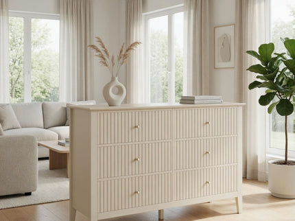 Modern 6 Drawer Fluted Dresser