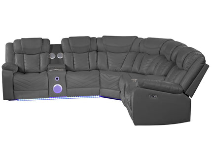 Challenger - Recliner Sectional Sofa, Built In USB, C Ports & Bluetooth