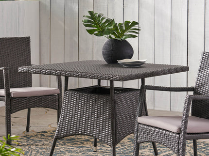 Outdoor Rattan Square Dining Table With 4 Legs - Gray