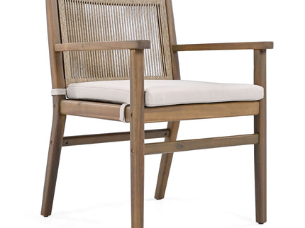 Outdoor Acacia Wood Patio Dining Armchair (Set of 2)