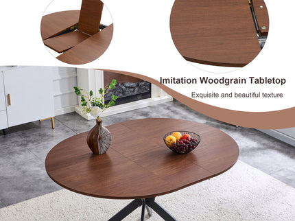 Extendable Round Dining Table - Walnut