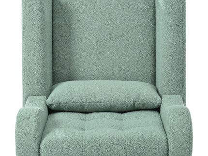 Modern Accent Chair, Teddy Fabric Living Room Chairs Comfy Reading Chair, Mid Century Accent Chair, Lounge Arm Chairs Armchair For Living Room Bedroom - Light Green
