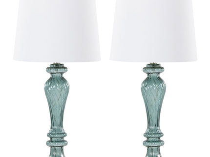 Windsor - Contemporary Table Lamp (Set of 2) - Clear Turquoise / Off White