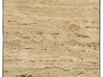 Travertine Accent Table Geometric Design - Brown