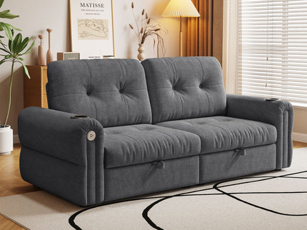 2 In 1 Convertible Sofa Bed For Living Room - Dark Gray - Fabric