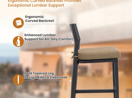 Modern Outdoor Bar Stools With Backrest And Footrest (Set of 2)