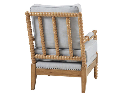 Arm Chair With Open Back Spindle Design, Padded Armrests