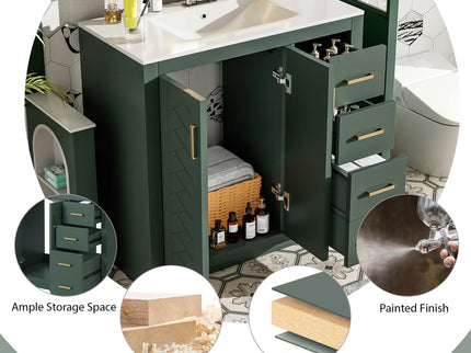Bathroom Vanity With Sink Combo, Storage Cabinet, Freestanding Set With 3 Drawers & Soft Closing Doors