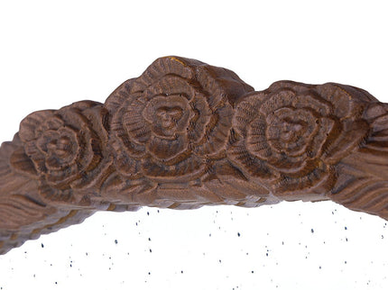 Hand Carved Rose Antique Mirror Frame, Large Arch Mirror Wall Decor For Living Room, Bathroom, Entryway - Brown