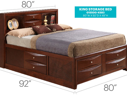 Modern Design Storage Bed With Bookcase Headboard