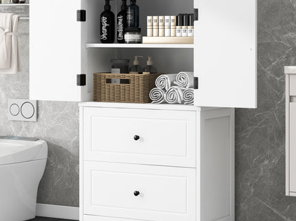 Bathroom Storage Cabinet With 2 Doors And Drawers, Adjustable Shelf
