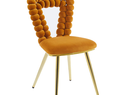 Modern Chair With Iron Tube Legs, Soft Cushions And Comfortable Backrest, Suitable For Dining Room, Living Room, Cafe, Hairball Back