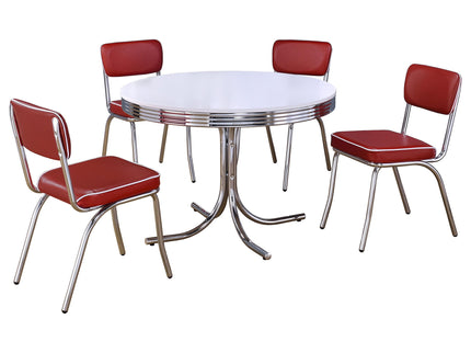Parlisse - 5 Piece Round Dining Sets And Chairs - White